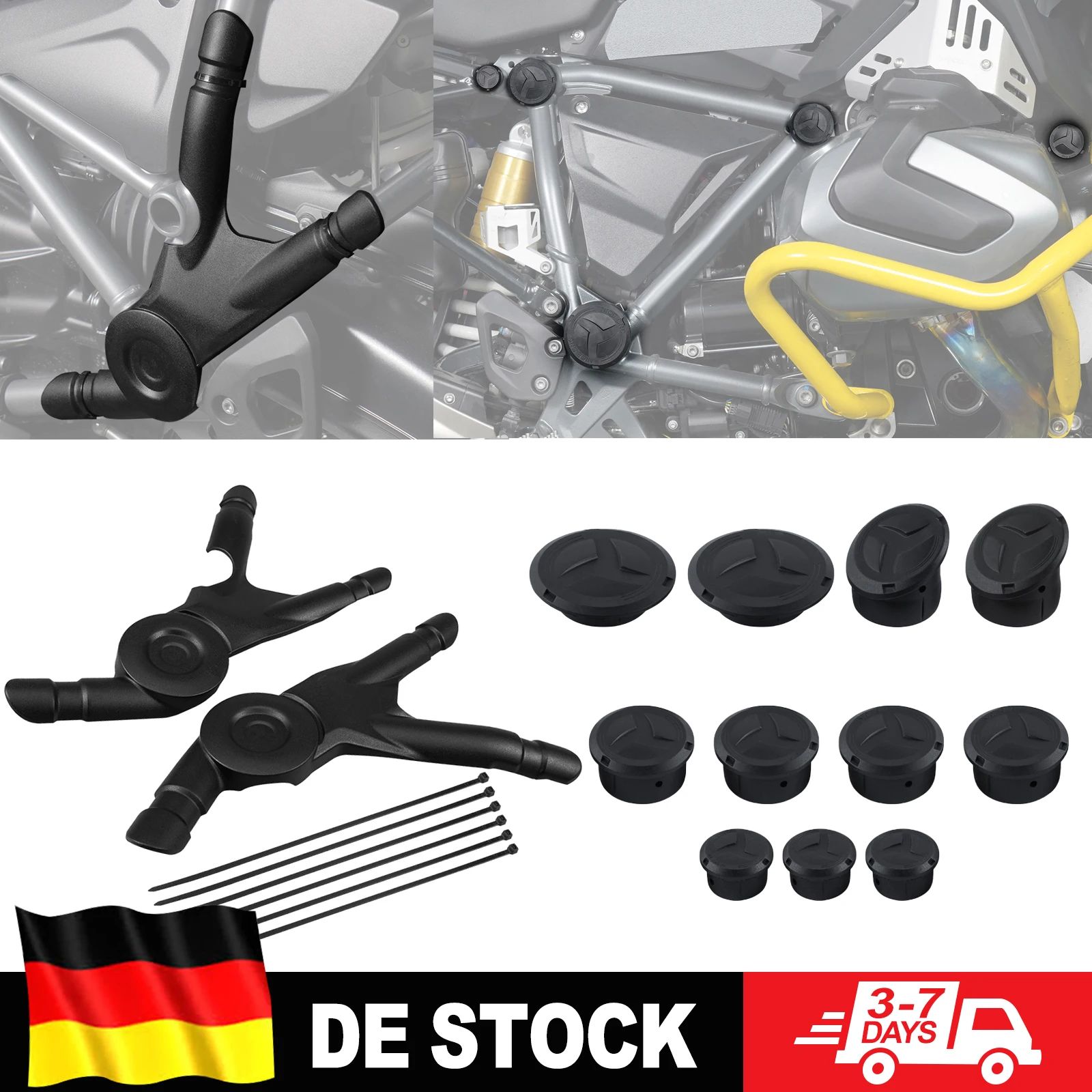 (EU-Lager) Motorrad-Rahmenschutz 11-teilig Rahmenlochabdeckungen für BMW R1250GS Adventure 2018-2024 R1250 GSA R1250GS 2018-2022
