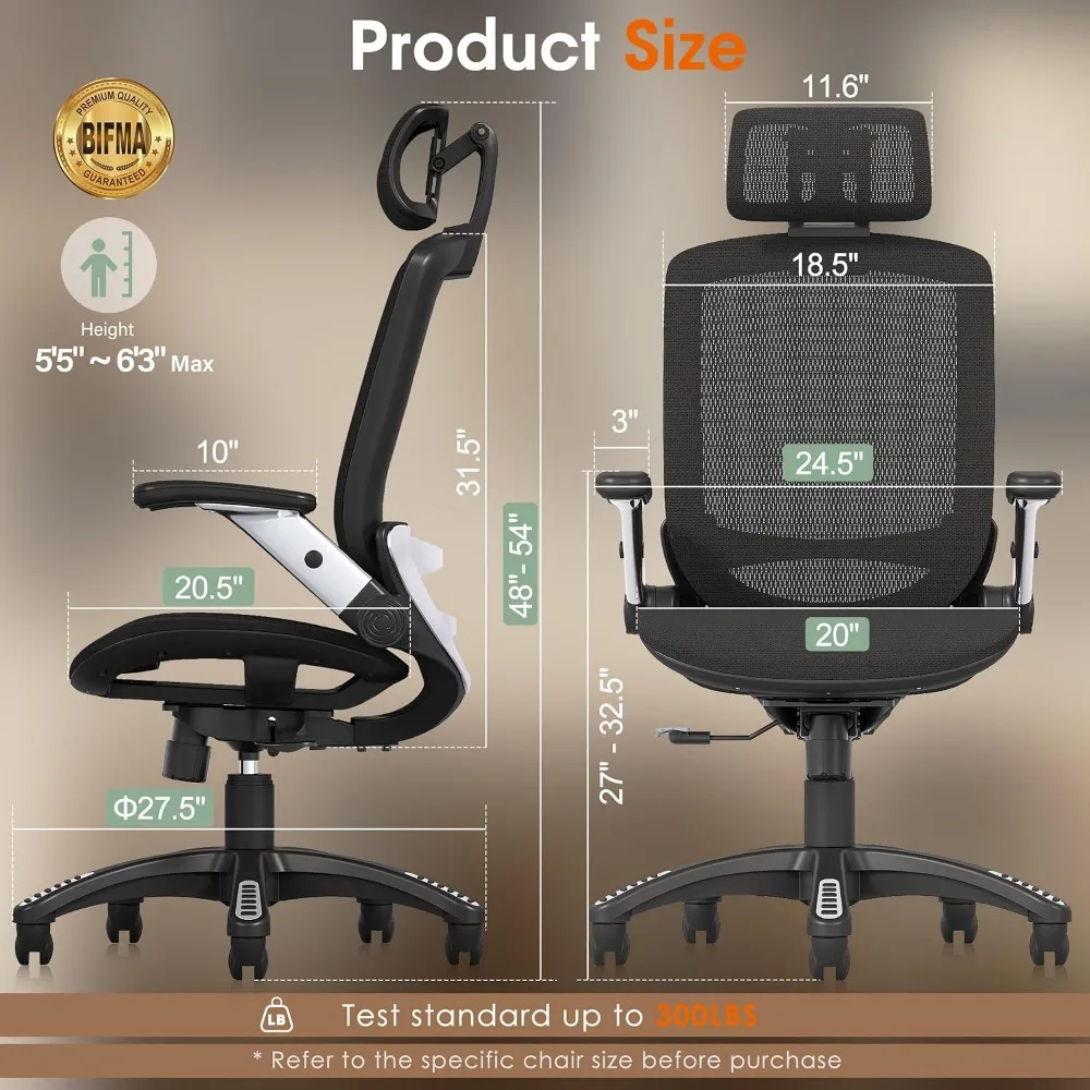 Ergonomic High Back Desk Chair with Tilt Lock and Wide Cushion for Comfortable Seating
