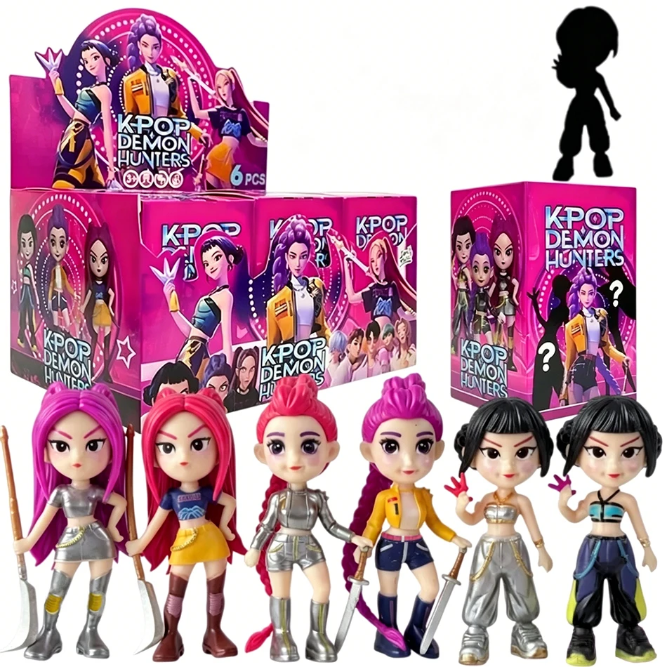 Ensemble de figurines Chibi K-pop Demon Hunter Girl Group, poupées de personnages de groupes de filles avec accessoires d'armes, cadeau de décoration de bureau