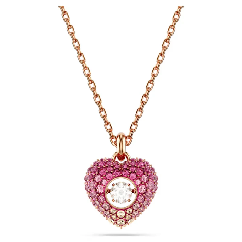 2026 Nieuwe Trend Luxe Kristal Sets Charm Roze Hart Groene Schelp Hanger Kristal Mode Dames Kettingen Armband Ring Oorbellen