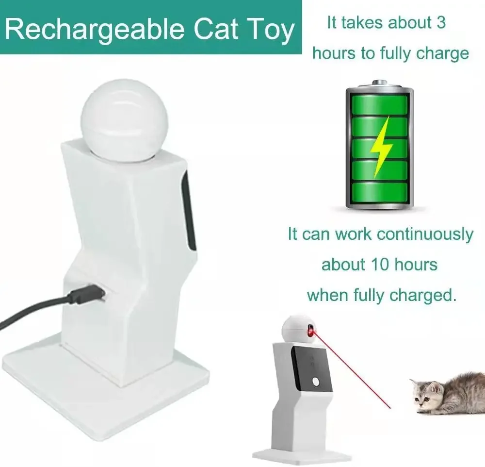 ATUBAN juguete láser automático para gatos, recargable, juguete láser interactivo de movimiento aleatorio para gatos y gatitos, juguete para hacer