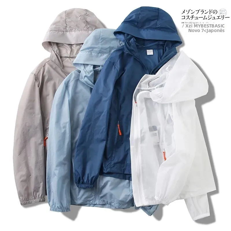 Roupas de Proteção Solar para Casais, Finas c Asas de Cigarra, Com Perfurações a Laser, Respirável, para Homens