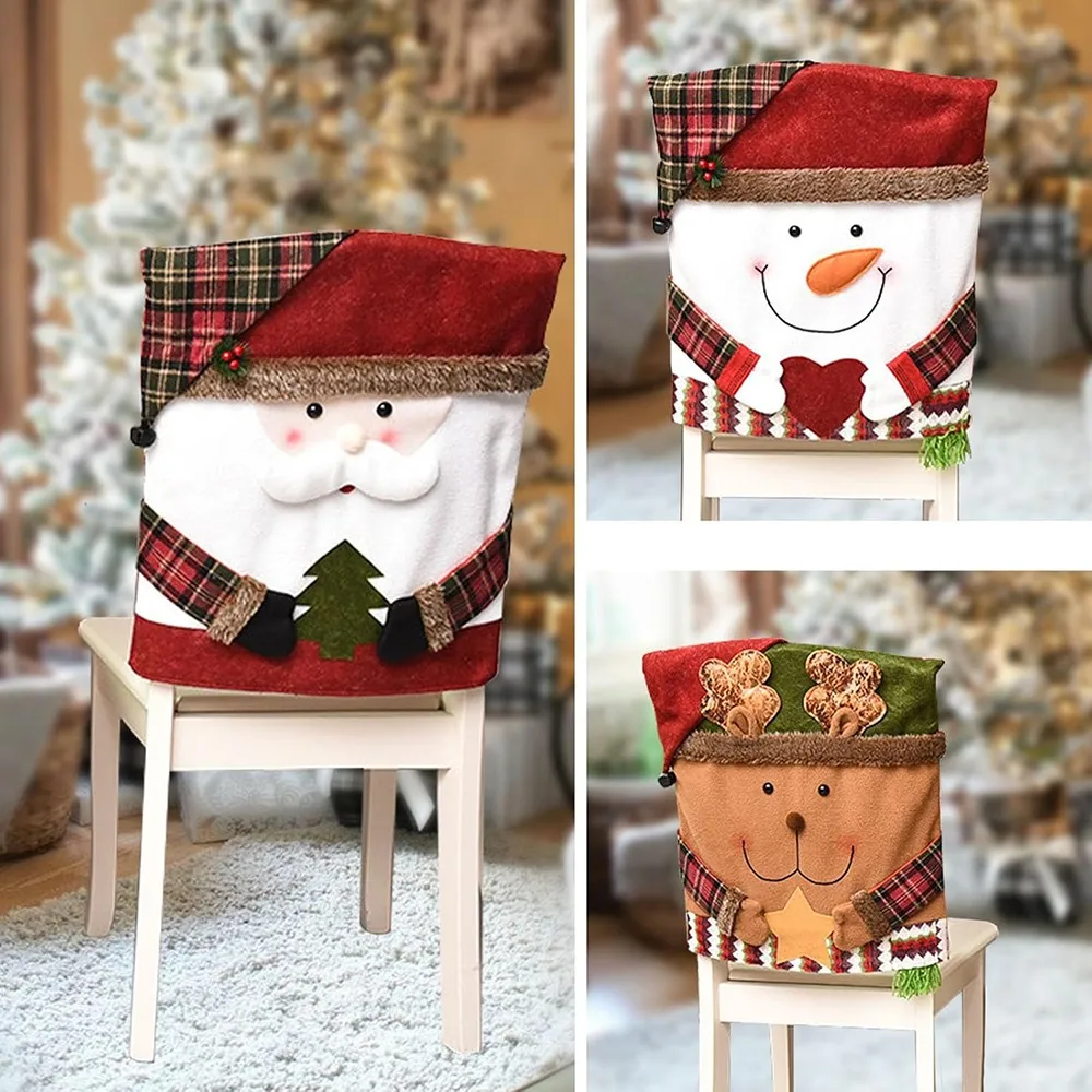 

Christmas Chair Decoration Set Home Christmas Decoration Cartoon Chair Set Xmas Decoration Supplies Christmas Chair Cover