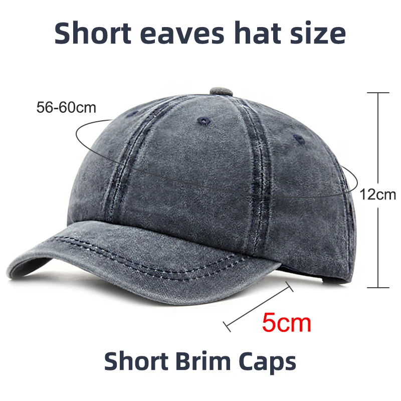 Custom Fashion Vintage Curved Short Birm Women's Hats Men Washed Cotton Distressed Baseball Caps With Printing Embroidered Logo