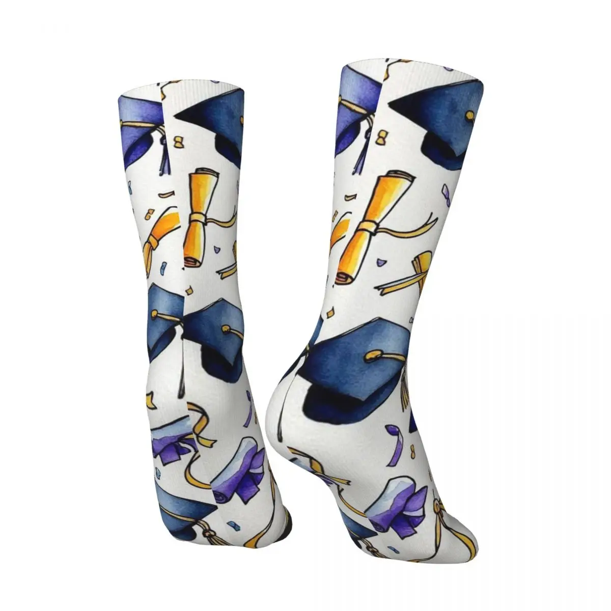 All Seasons Graduation Theme Element Pattern Socks Harajuku Crew Socks Hip Hop Stockings for Men Women Valentine's Day Gifts