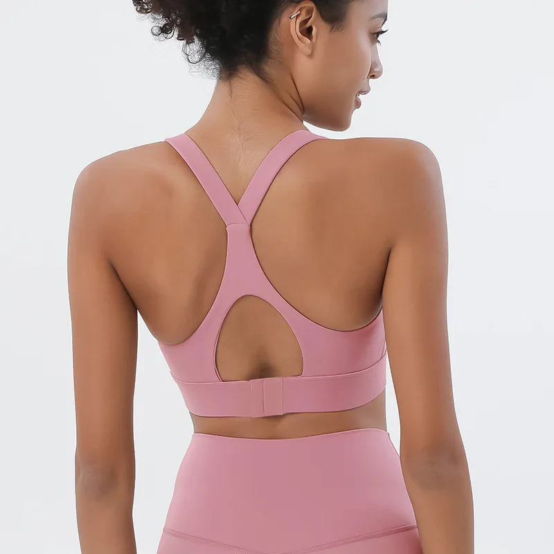 2022 double-sided brushed cross back buckle shockproof yoga sports bra fitness vest sports bra