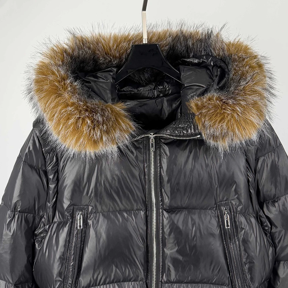 Abnehmbare Ärmel, kurze Länge, schmal geschnitten, Pelzkragen, Damen-Daunenjacke mit Kapuze, Pendler-Wärme-Daunenjacke, 2025, Winter, neu, Y2k