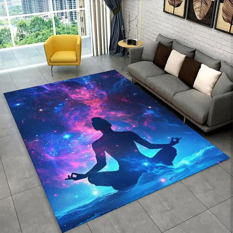 Rainbow Chakra Yoga Mandala Meditation Large Area Rug Non-slip Durable Carpet for Bedroom Living Room Sofa Doormat Floor Mat