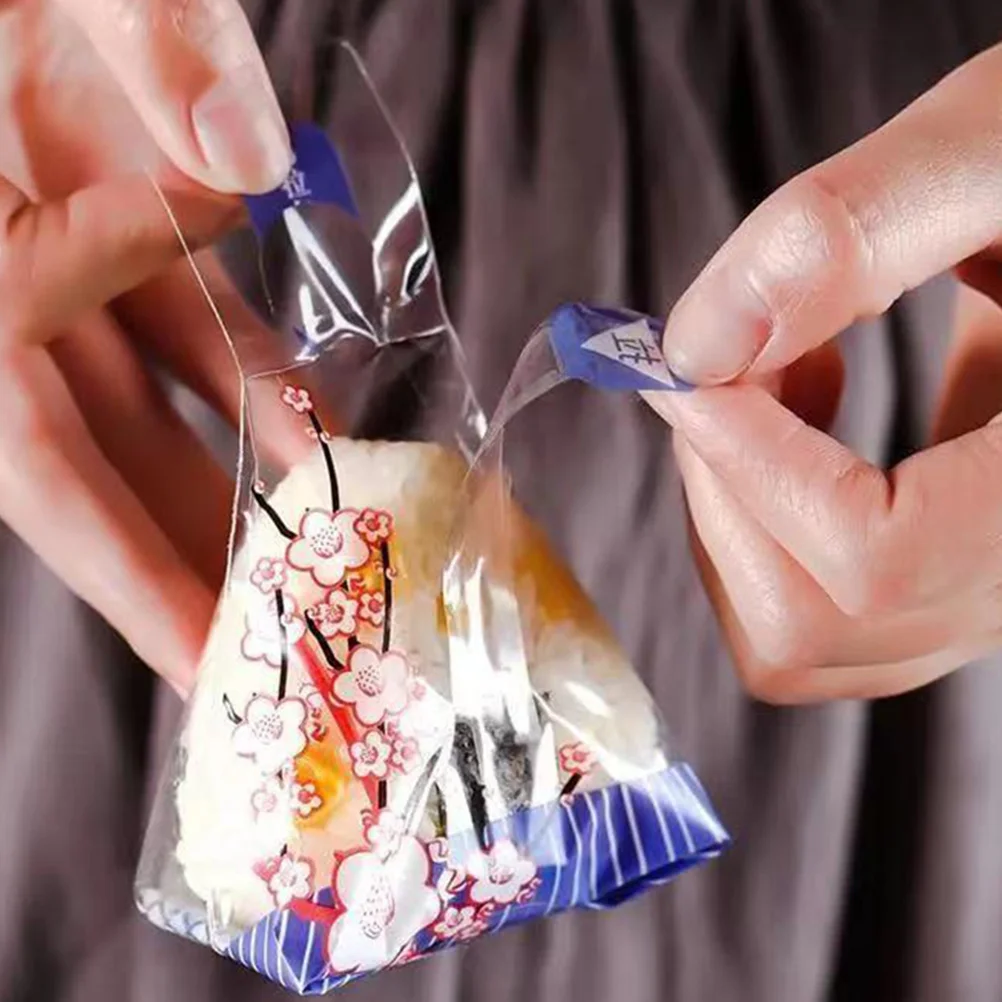 

100 Pcs Rice Ball Packaging Bags Triangle Sushi Wrappers Disposable Onigiri Mold Storage Containers Kitchen Bar Supplies