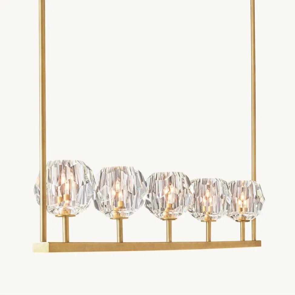 

Cross-border RH light luxury all-copper crystal chandelier restaurant bar long lamp post-modern simple Internet celebrity