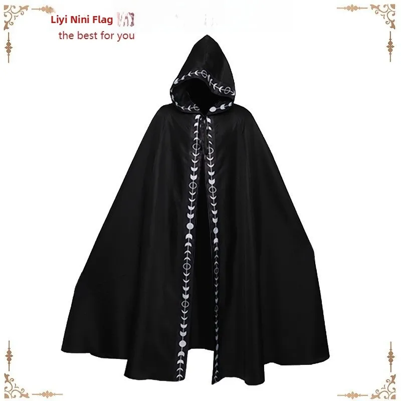 Loween-capa con estampado de capucha para mujer, disfraz de película y TV del período renacentista, bata étnica para actuación en escenario