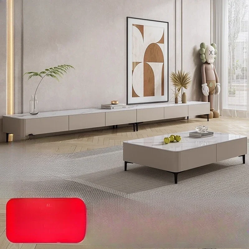 

Solid wood slate TV cabinet coffee table combination modern simple living room floor cabinet with legs