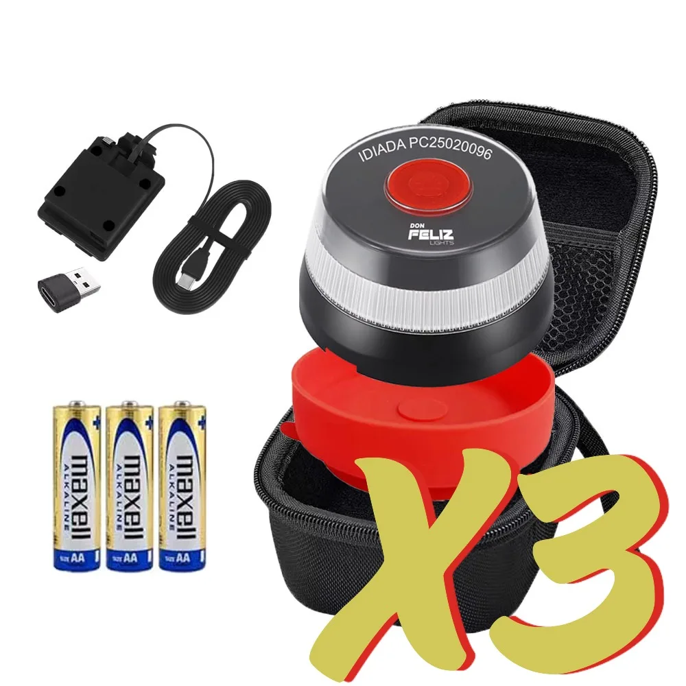 3x Don Feliz. KIT de Baliza emergencia V16 conectada con geolocalizacion DGT 3.0, ventosa ideal, luz de emergencia homologada, conectada y autorizada