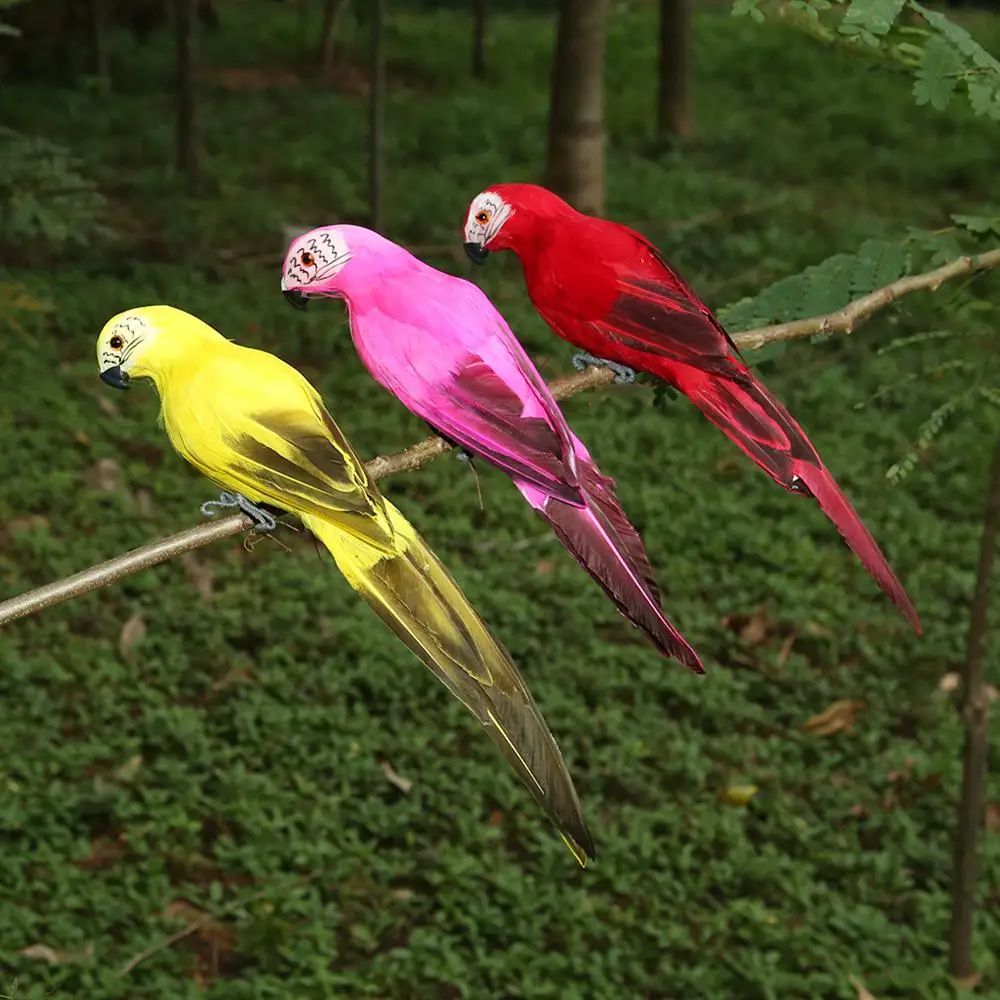 28cm Handmade Foam Feather Artificial Parrot Imitation Bird Model Figurine Foam Birds Parrot Home Garden Decoration Ornament