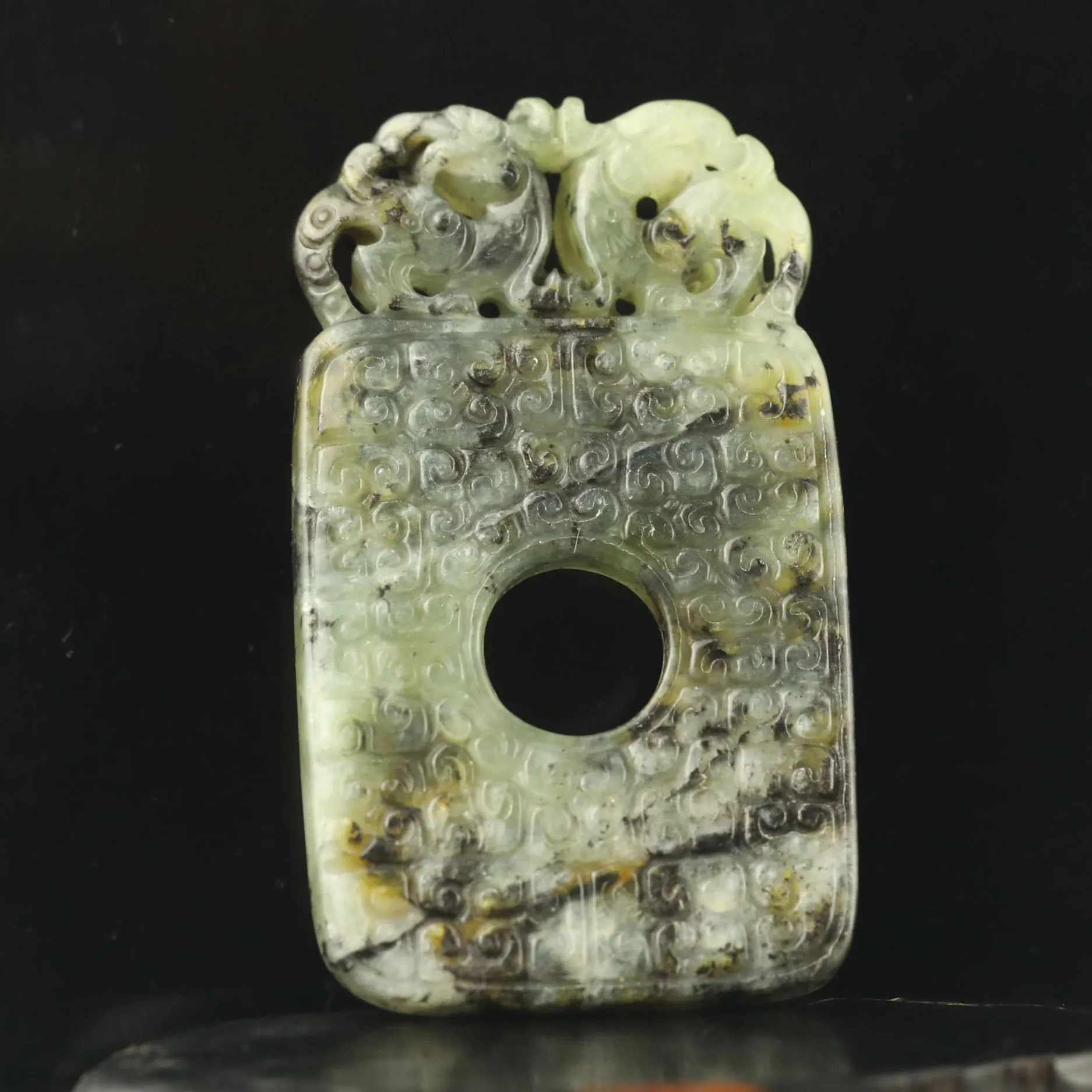 Old China Natural Jade Hand Carved dragon loong pendant #46