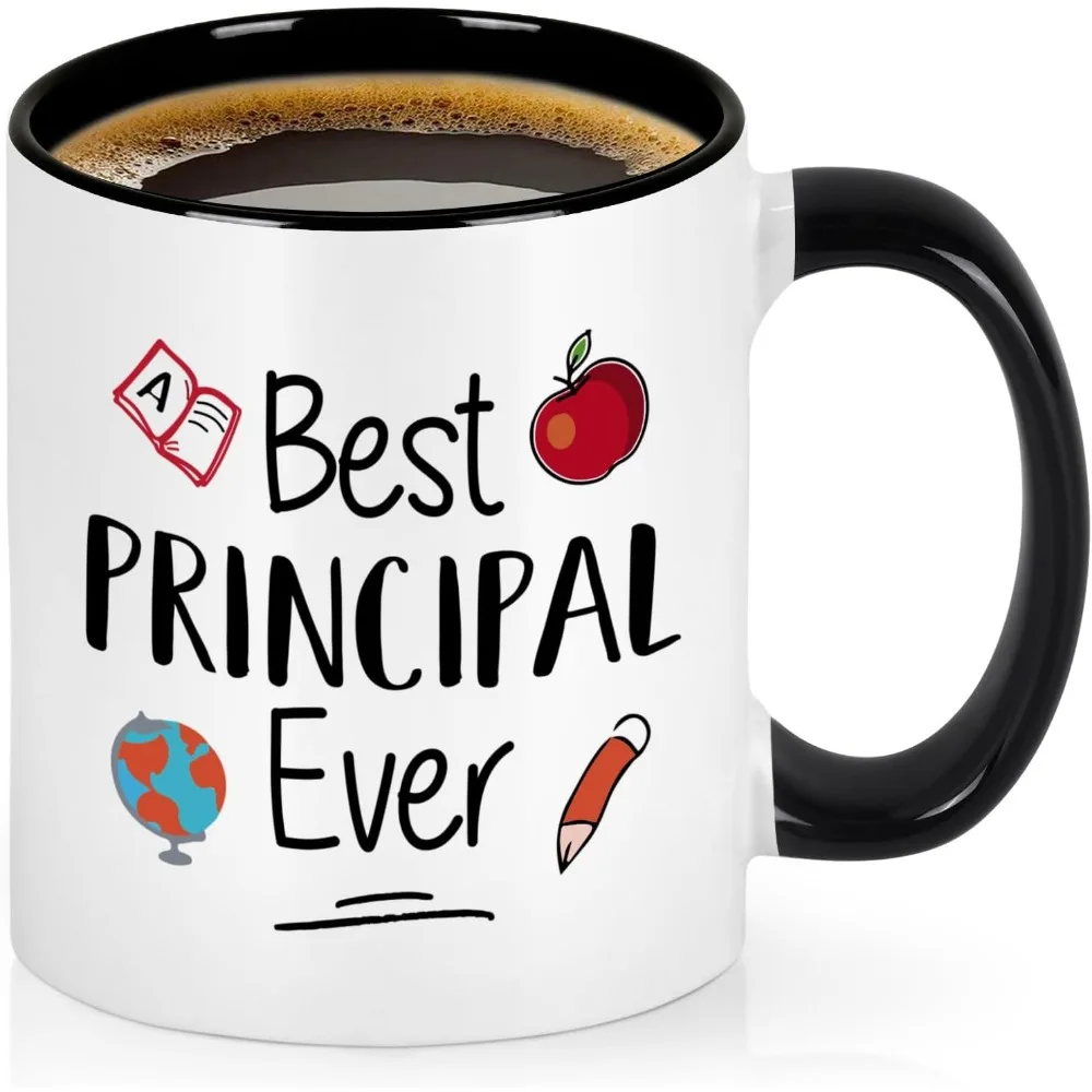 

1pc, 11oz coffee mug gift Oz Ceramic Mug Inner Black - Best Principal Ever Mug, School Principals Day Birthday Christmas