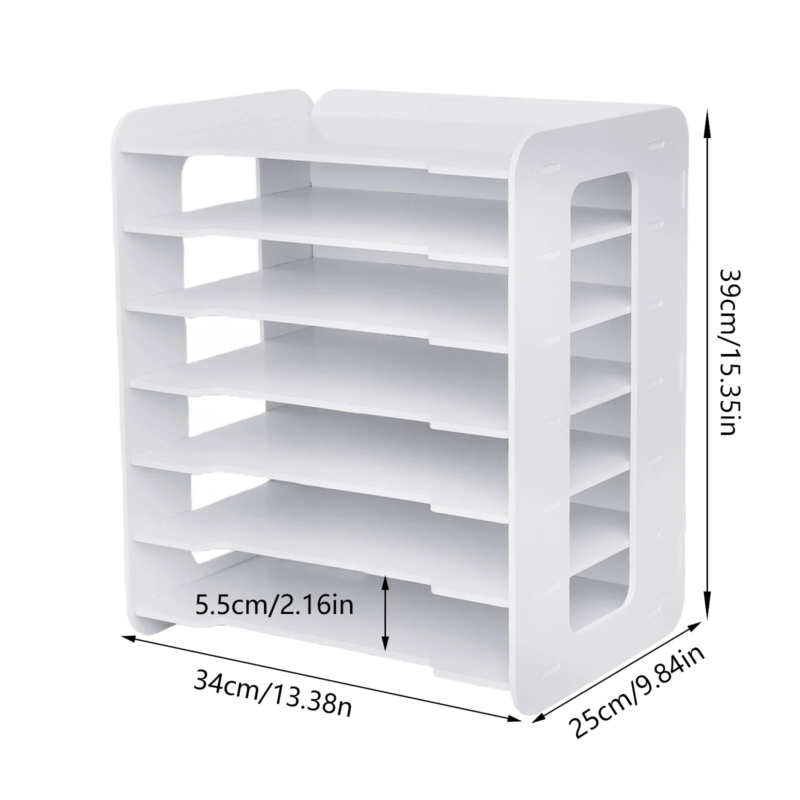 Loyalheartdy 7 Tier Letter Tray Paper Sorter Holder File Document Rack Shelf Desk Organizer for Home Office Classroom White