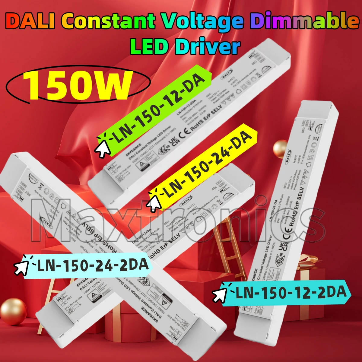 12V 24V 150W DALI Constant Voltage Dimmable LED Driver Skydance LN-150-12-DA/ LN-150-24-DA for Single Color CCT Led Strip Power