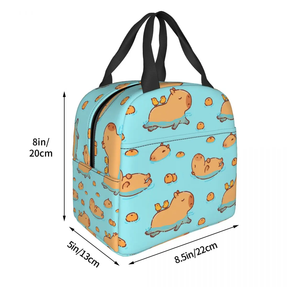 Cute Capybara Swimming Kawaii Capy Animal Merch Lunch Boxes Portable Insulated Canvas Cooler Thermal Food School Tote