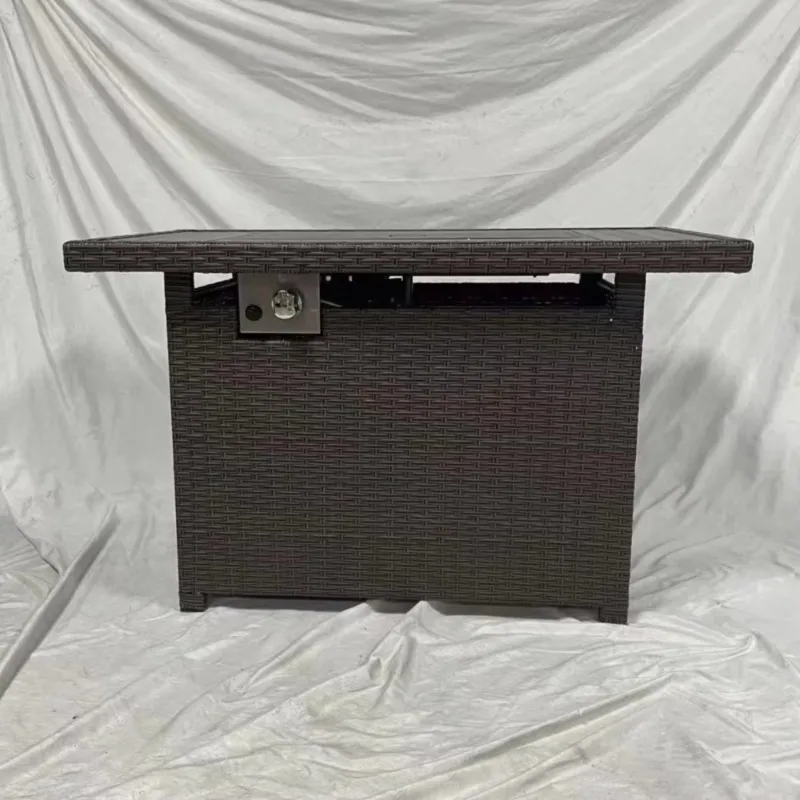Square steel outdoor space heater fire pit woven rattan base efficient and comfortable heating