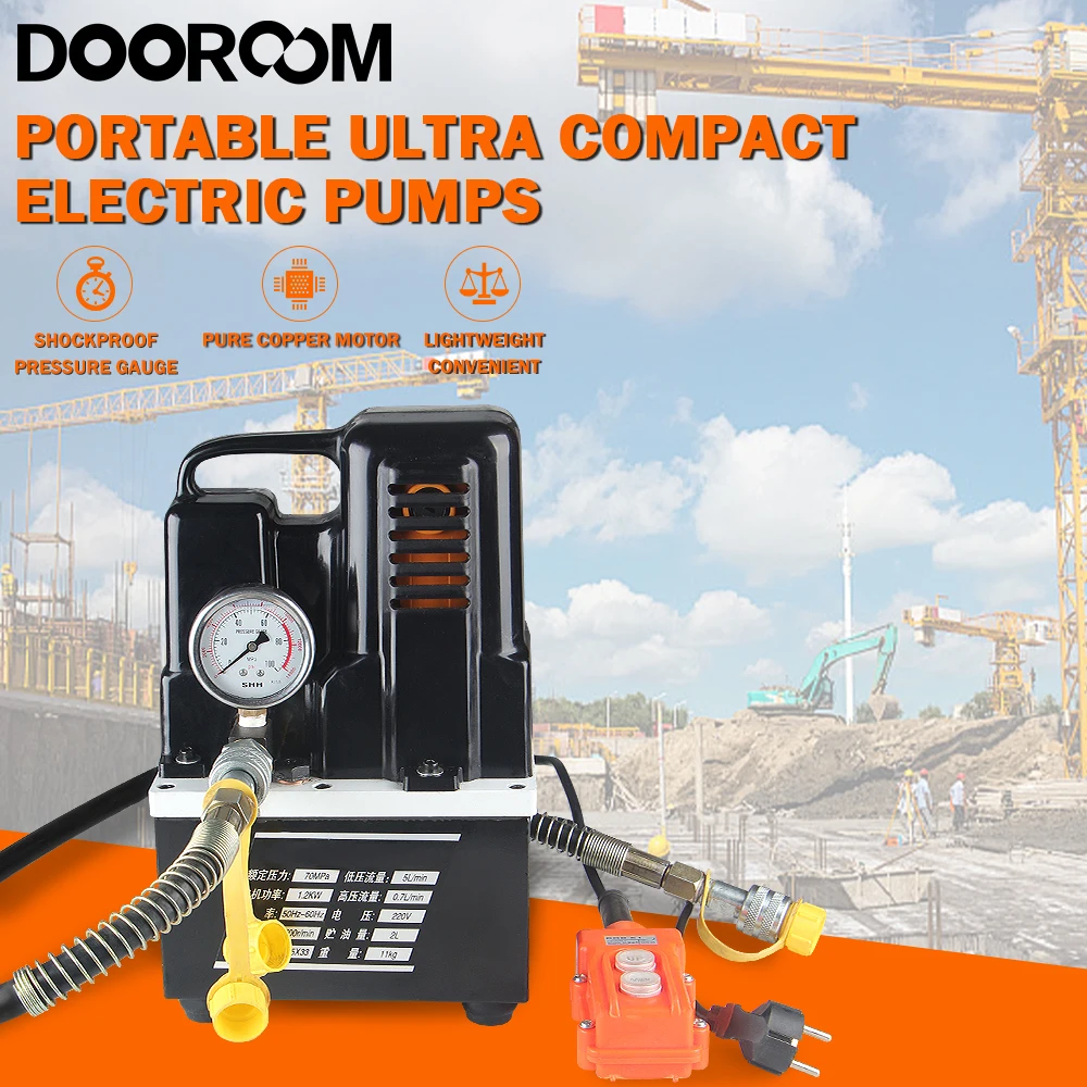 

DOOROOM Electric Pump 220V 1.2KW High-Voltage Hydraulic Tools Manual Foot Switch Electric Pump Ultra Small Hydraulic Station