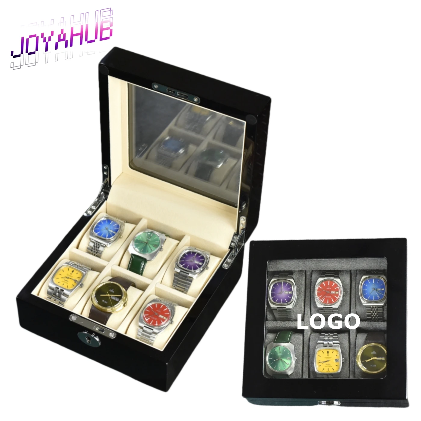 

Customizable LOGO Elegant Wooden Piano Painted Mechanical Watch Storage Box Watch Box Vintage Multi collection Box With Lock