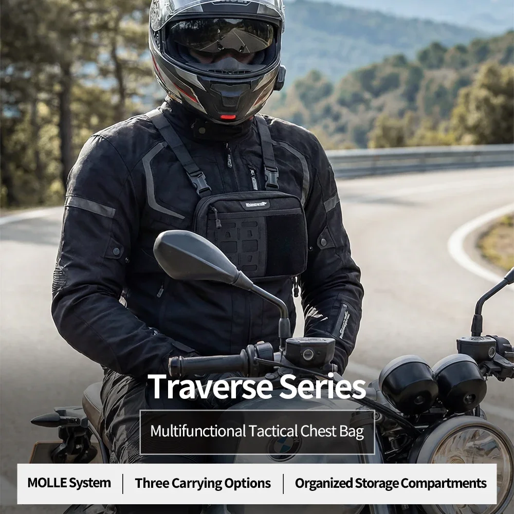 Rhinowalk Motorcycle Tactical Chest Bag 1.5L Molle System Outdoor Camping Fishing Crossbody Bag Motor Accessories Adventure Pack