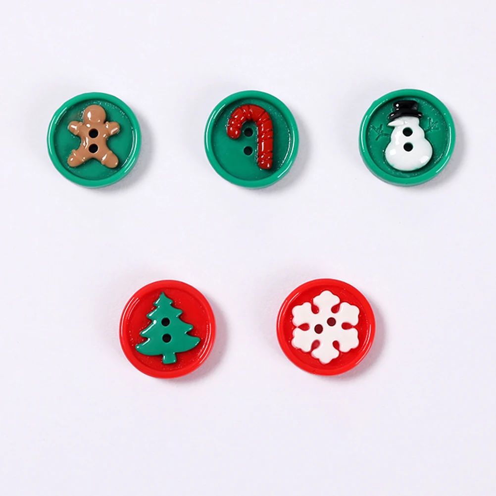 

50Pcs Resin Sewing Buttons Christmas Theme Colorful Snowman Tree Snowflake Designs Decorative Accessories for DIY Crafts