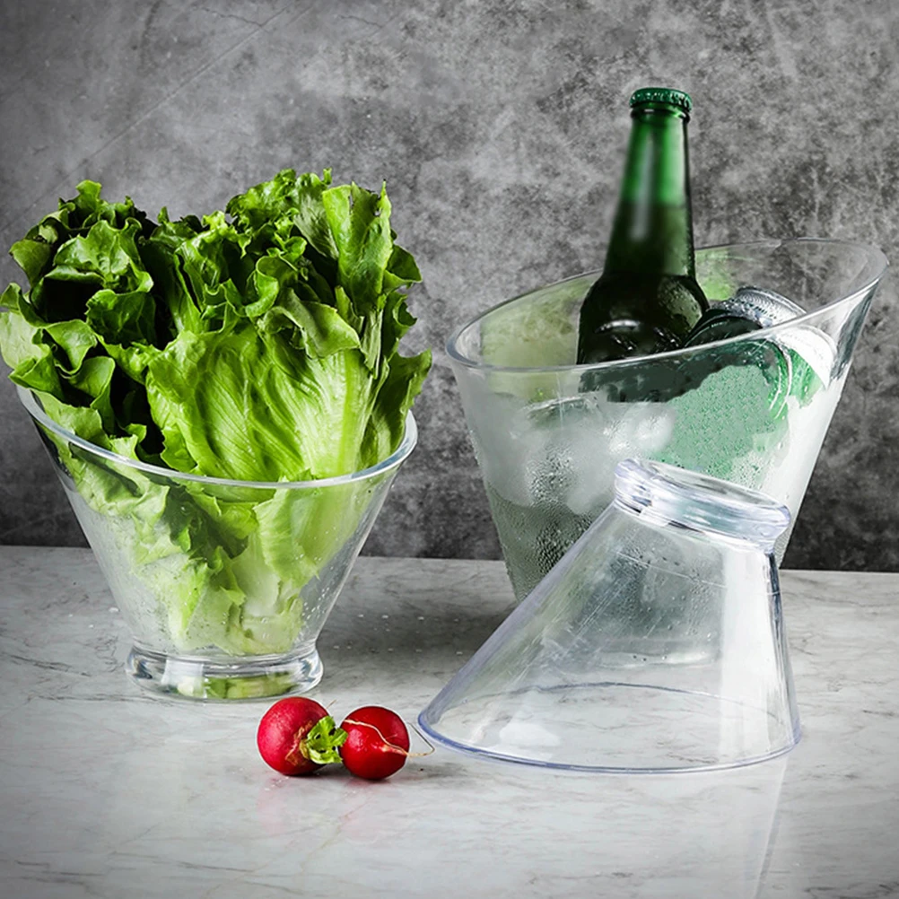

2 Pcs Plastic Ice Cream Cup Salad Bowls Kitchen Food Containers Transparent Essentials
