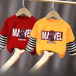 Spring Autumn New Long Sleeves T Shirt for Children Baby Boys Disney O Neck Tops Fashion Spiderman Cartoon Print Kids Sweatshirt