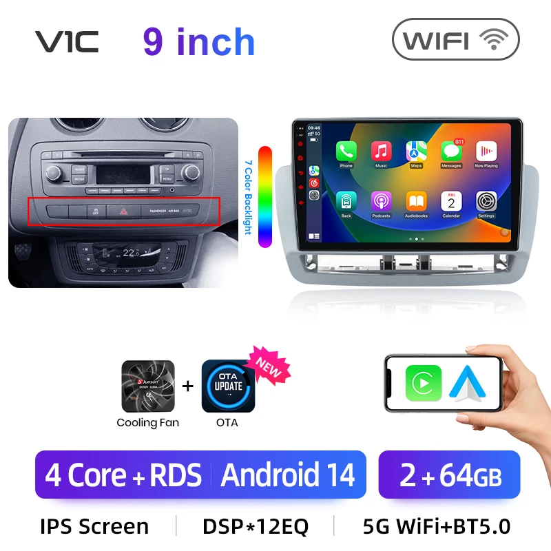 Junsun Draadloze Carplay Voor Apple Android Auto Autoradio Voor Seat Ibiza 6j 2009 2010 2011-2013 Gps Multimedia Stereo Touchscreen