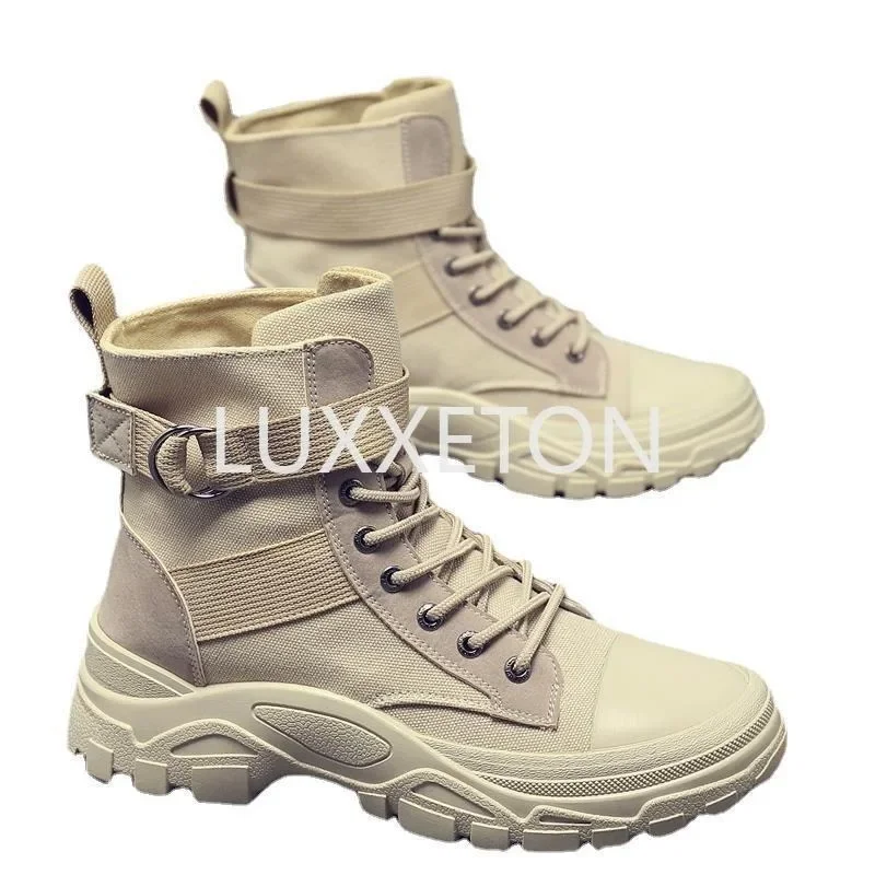 2023 New Winter Leisure Sports Men's Canvas Construction Site Labor Protection Thick Sole Outdoor Mountaineering Shoes