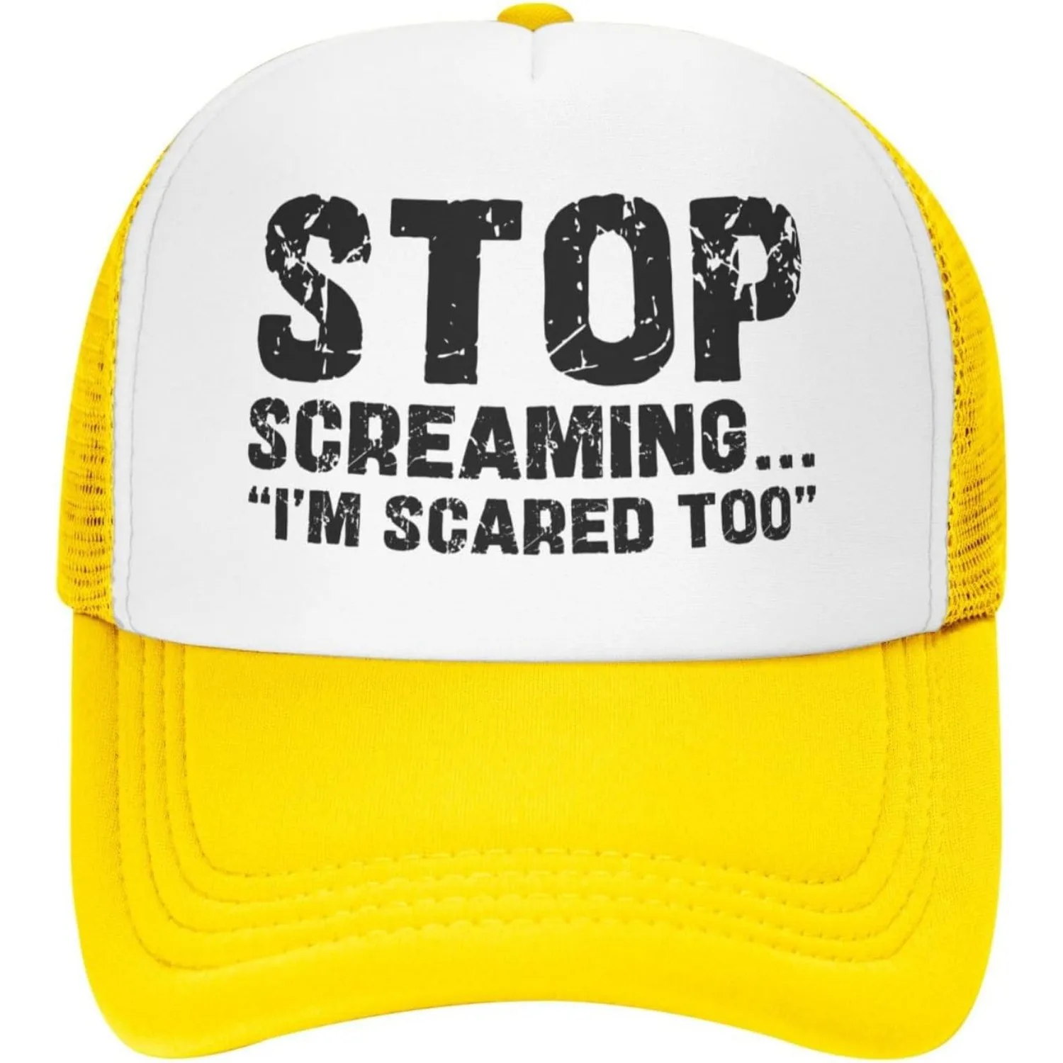 Stop Screaming Im Scared Too Funny Trucker Hat Mesh Cap Humorous Outdoor Adult Baseball Cap