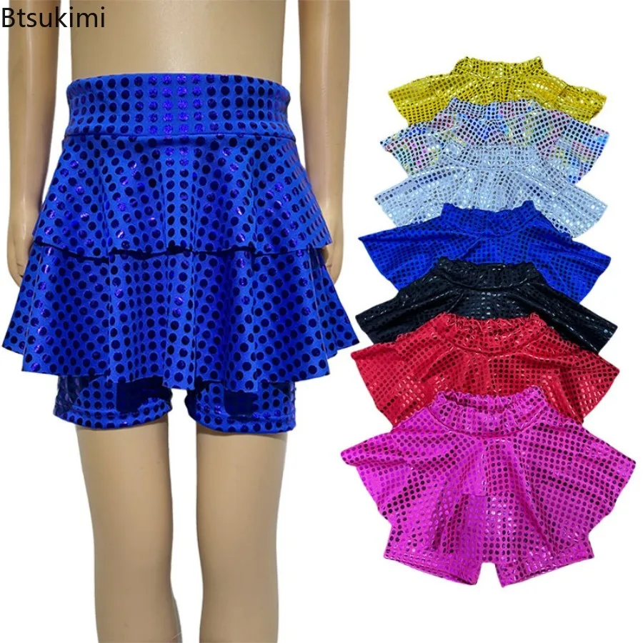 Dance Polka Dot Ruffles Mini Skirt Girls Kawaii Y2k Low Rise Sequined Micro Skirt Teen Girl Retro Cute Multi-Layers Cake Skirts