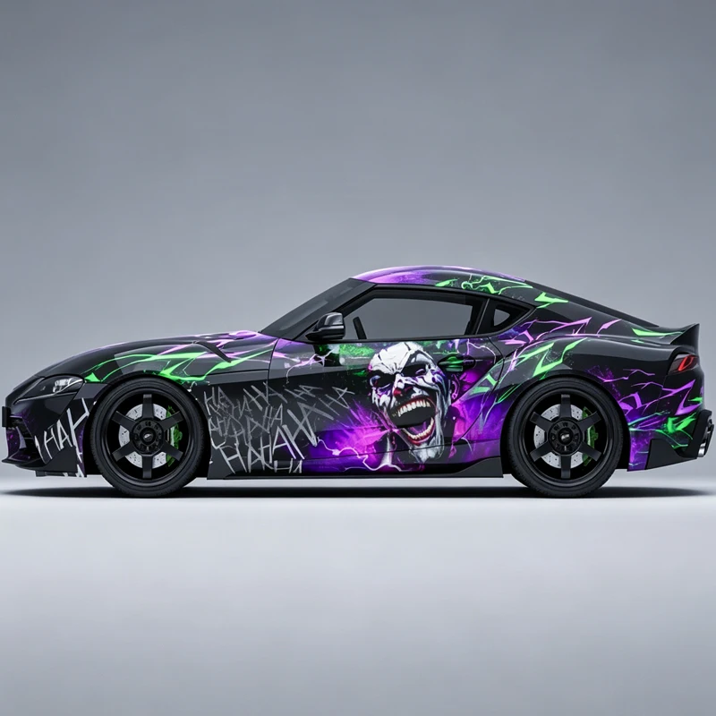 Custom Clown Pattern Car Wrap Vinyl Support Customer Design DIY Printed Graffiti Gradient Vehicle Wrapping Film