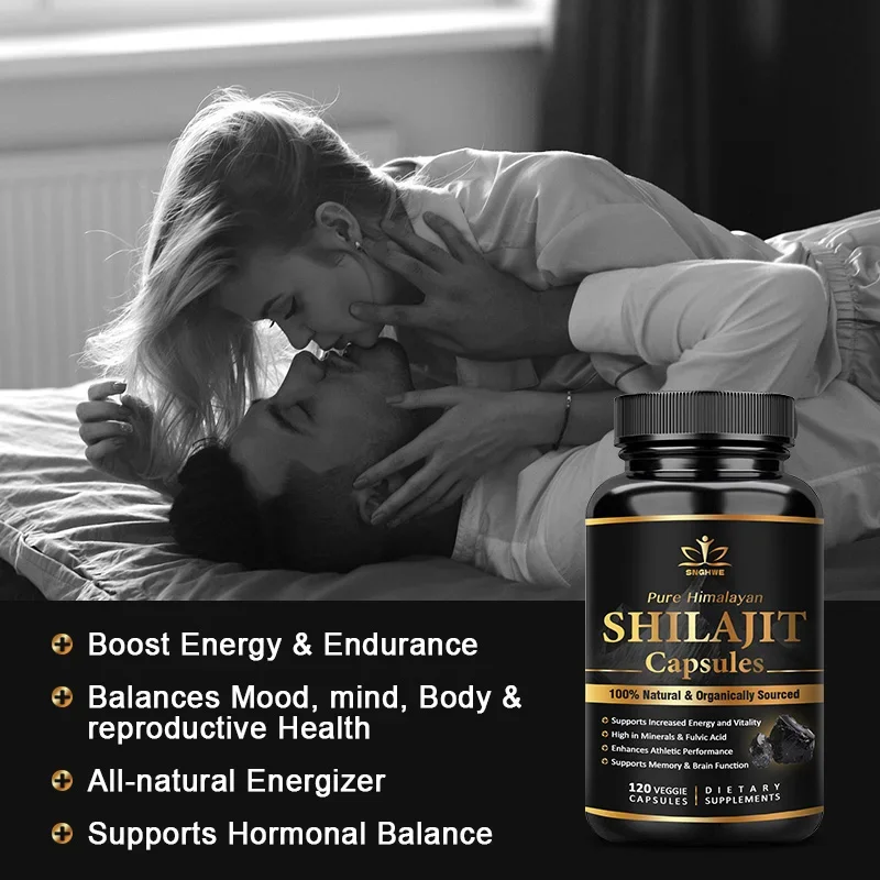 كبسولات Shilajit Pure Himalayan Organic-6550MG Shilajit - شيلجيت ممتاز للرجال - مع أشواغاندا الجينسنغ والمزيد من حمض اللفيت