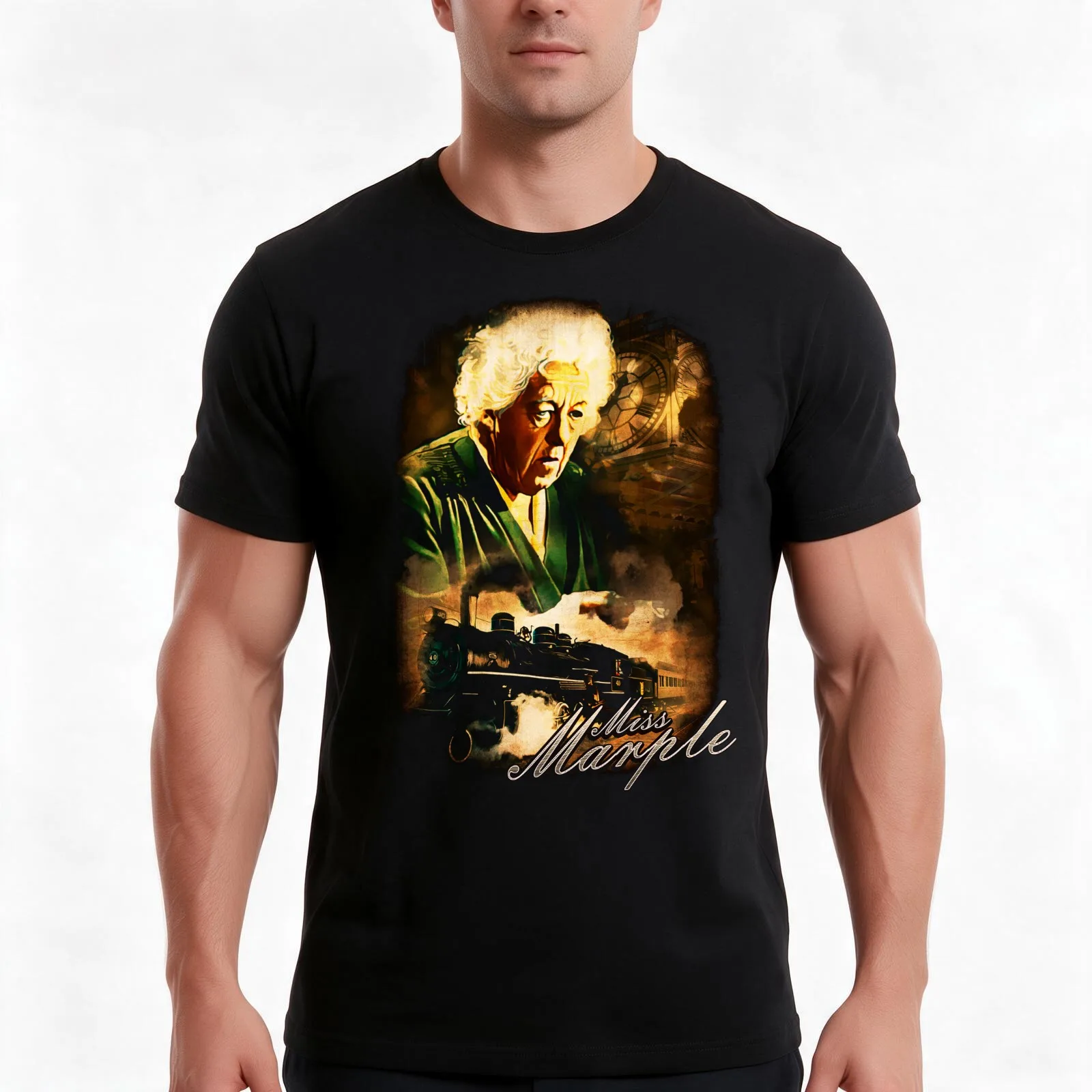 Classic Agatha Christie Miss Marple Design T-Shirt, Summer Casual Cotton Tee, Oversized Streetwear Tops, Vintage Graphic Print