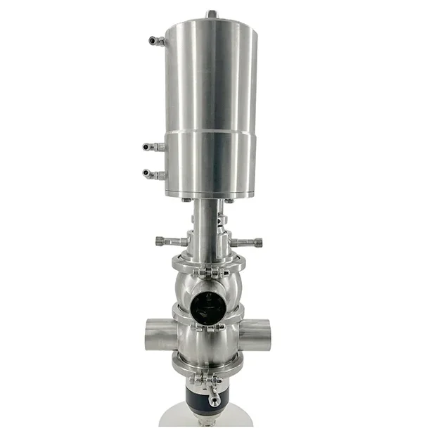 Sanitary Stainless Steel Pneumatic Four Way Reversing Valve Divert Seat Valve Mixing Proof Valve