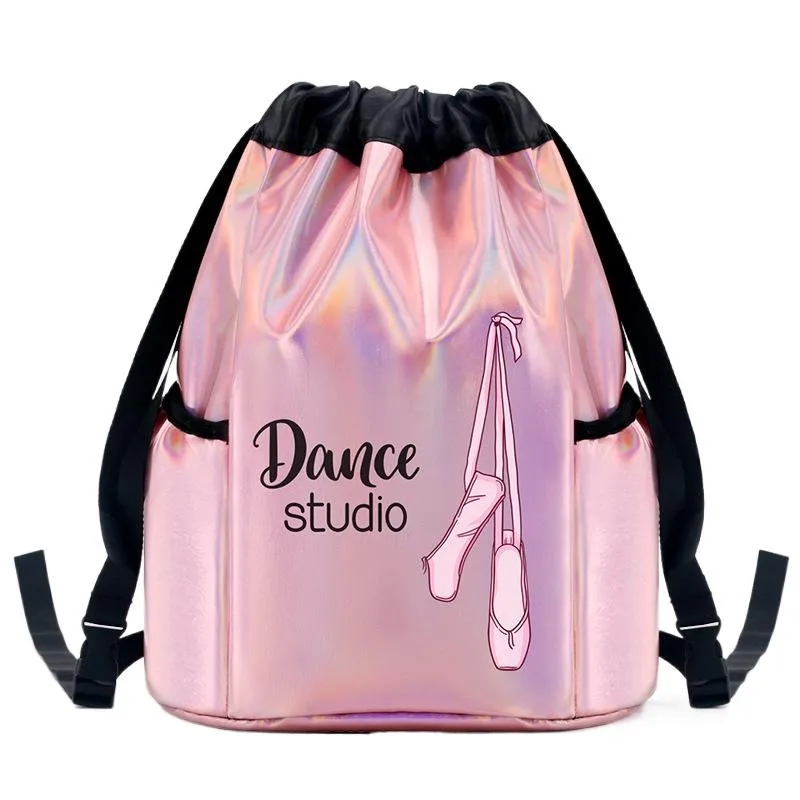 2023 Girls Laser Shiny Ballet Dance Backpack Kids Training Shoulder Gym Bags Child Pocket Handbag For Dancing Ballerina Package