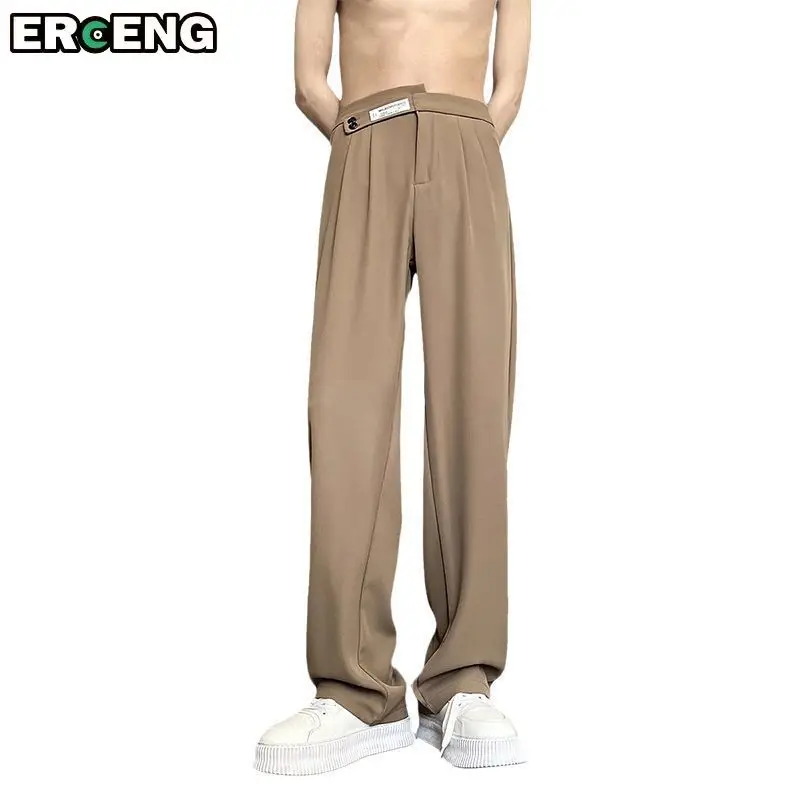 

Men's Suit Pants Summer Ice Silk Loose Wide-leg Straight Casual Pants Stylish and High-end Drape Style