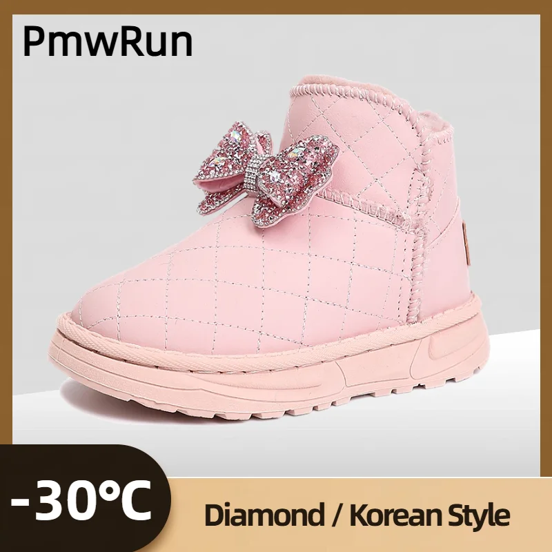 

Зимние сапоги в корейском стиле для девочек, толстые теплые плюшевые ботинки для девочек-подростков, нескользящая детская обувь с мягкой подкладкой, теплые ботинки