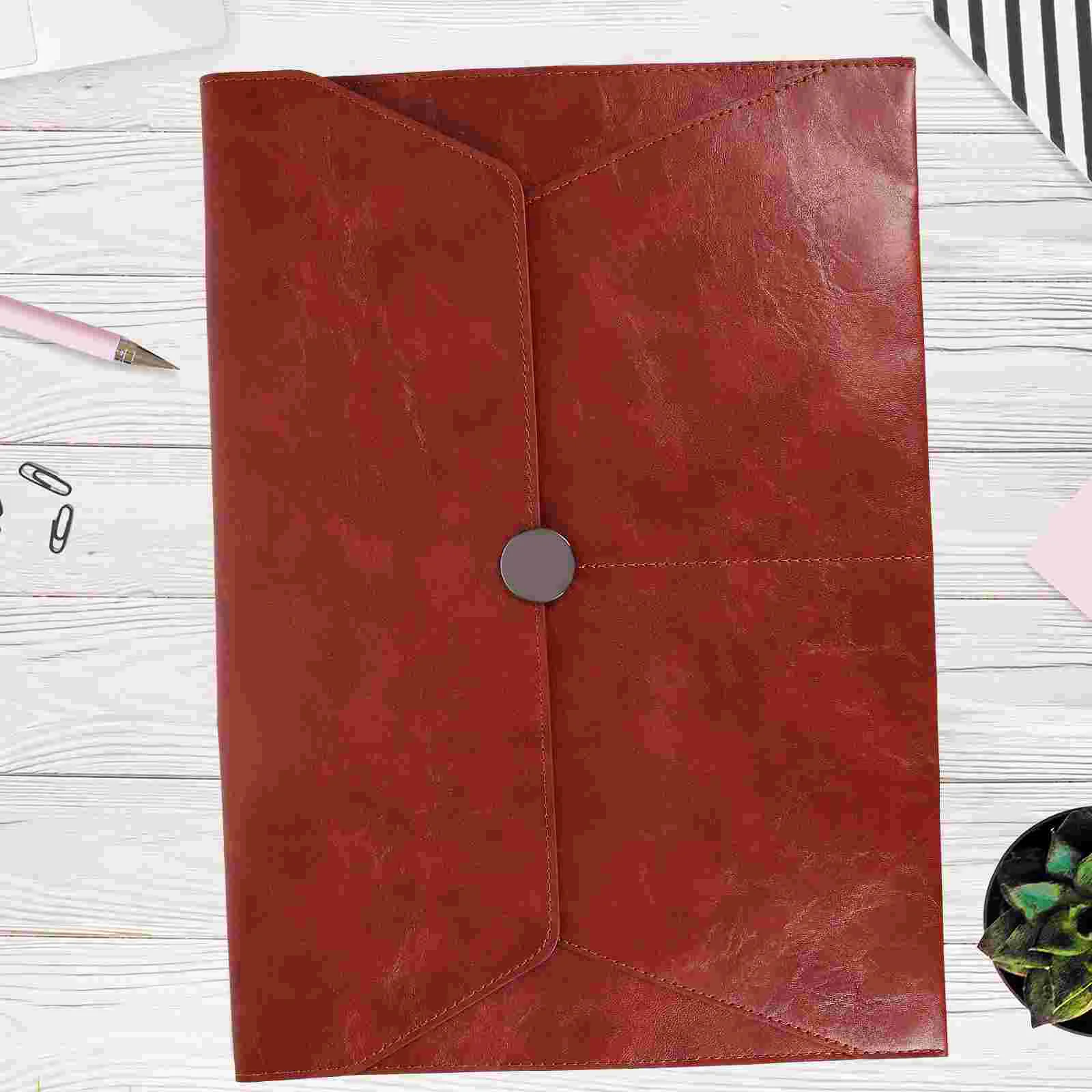 Revision A4 Imitation Large Capacity Storage Bag Expandable File Folder Business Brown