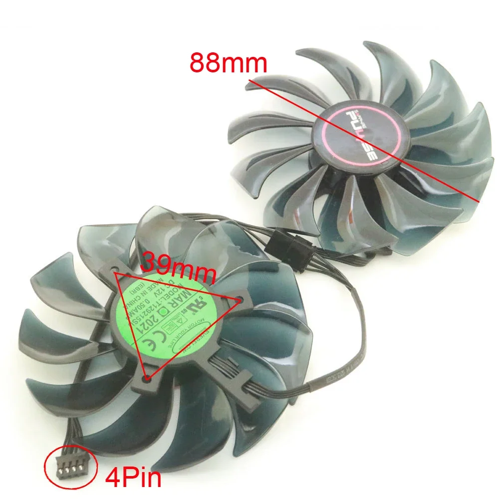 2pcs/lot T129215SU 12V 0.50A 4Pin 88mm VGA Fan For Sapphire Radeon RX6500XT 4GB PULSE Graphics Video Card Cooling Fan