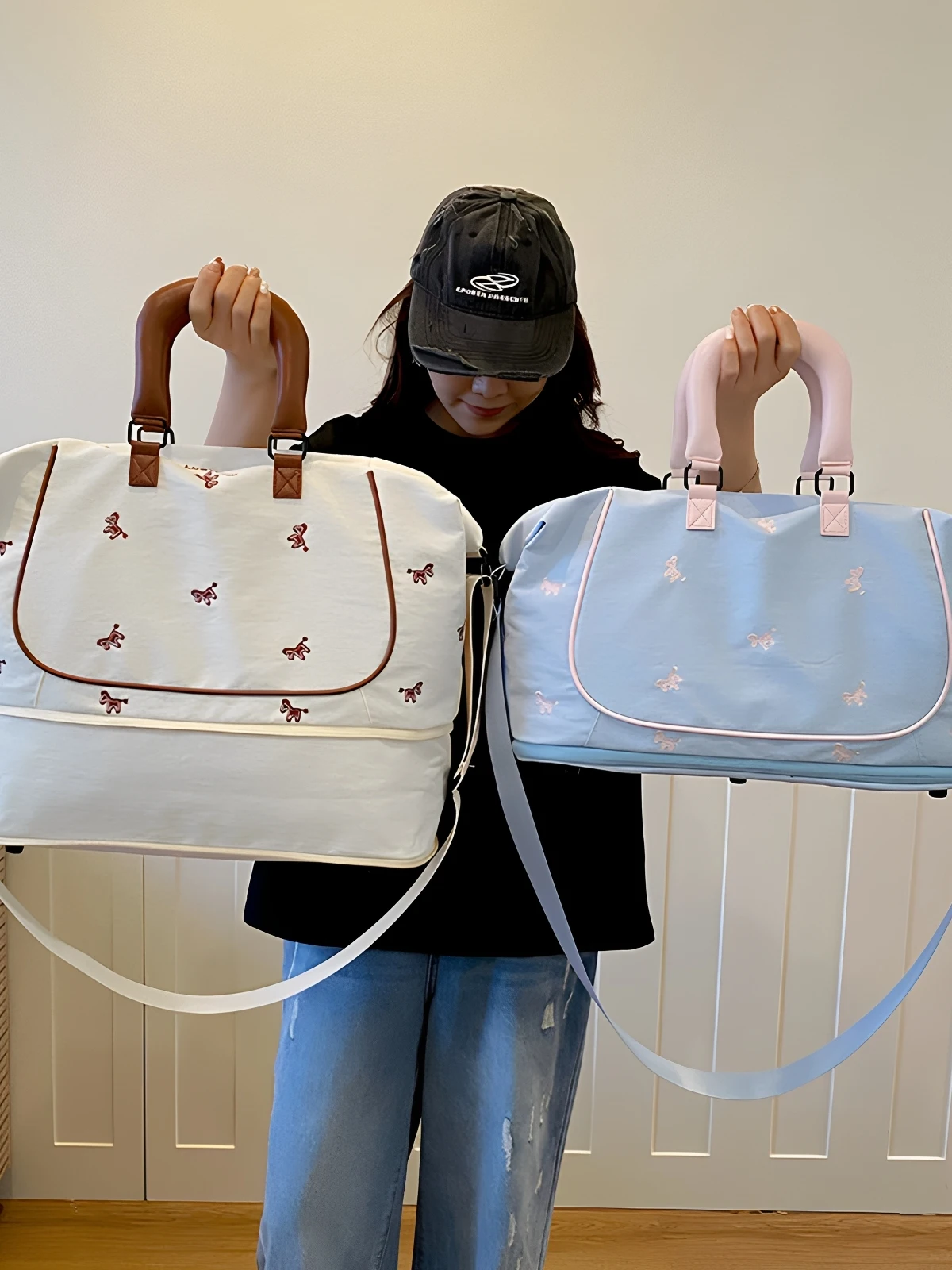 large-capacity-short-trip-business-travel-lightweight-handheld-bag-single-shoulder-fitness-bag-women's-travel-bag-maternity-bag