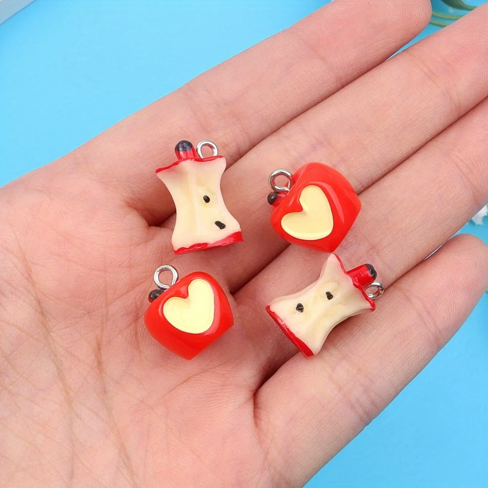 6/10/24pcs 3D Red Apple Decorative Pendant,For DIY Jewelry Making,For Valentine's Day,Halloween,Thanksgiving Jewelry Accessories