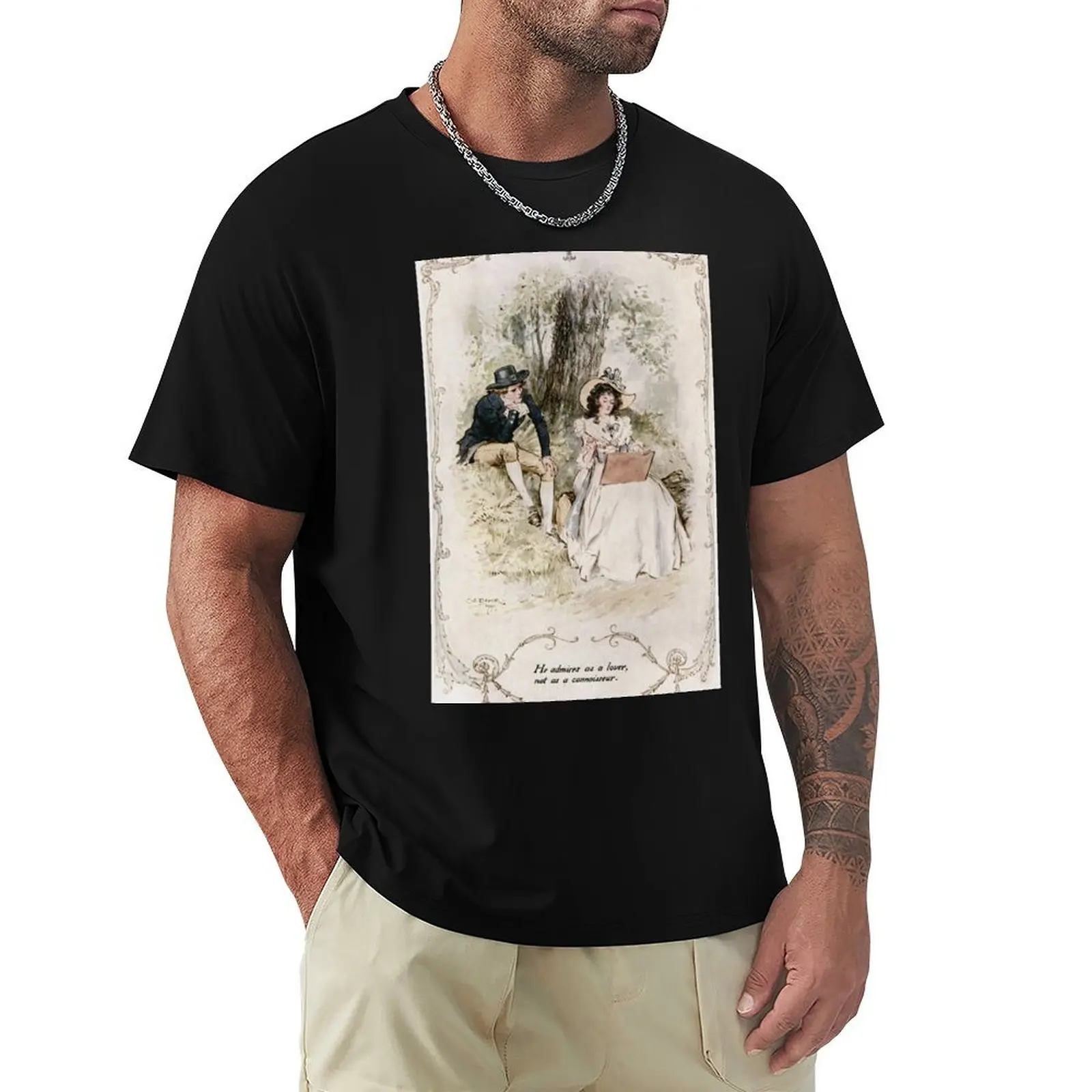 Charles Edmund Brock - Jane Austen Admiring Her Art T-Shirt anime clothes new edition tops funny t shirts for men