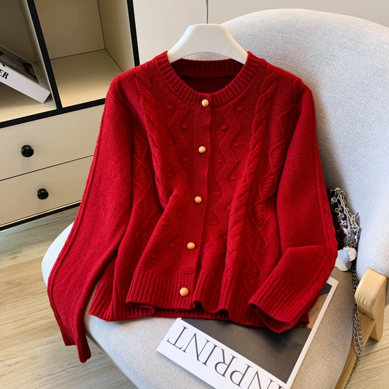 

High Waist ort Knitted Cardigan Women's Faion Outerwear Early Autumn Sweater Jaet 2025 New Sle Spring Autumn Wear