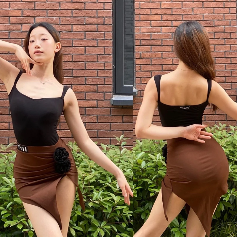 مثير تشاتشا اللاتينية أزياء رقص المرأة الرسن الأعلى غير النظامية تنورة الرقص اللاتينية الملابس الكبار السالسا الرقص الدعاوى SL12707