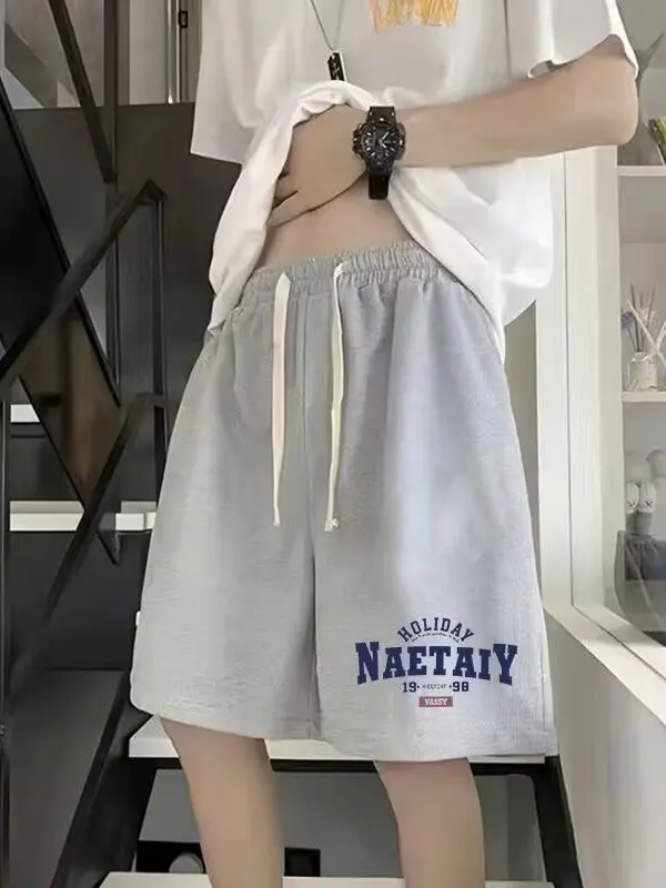 

Мужские спортивные брюки большого размера из ледяного шелка для лета: быстросохнущие, свободного кроя, дышащие, для бега и повседневной носки, длина до колена