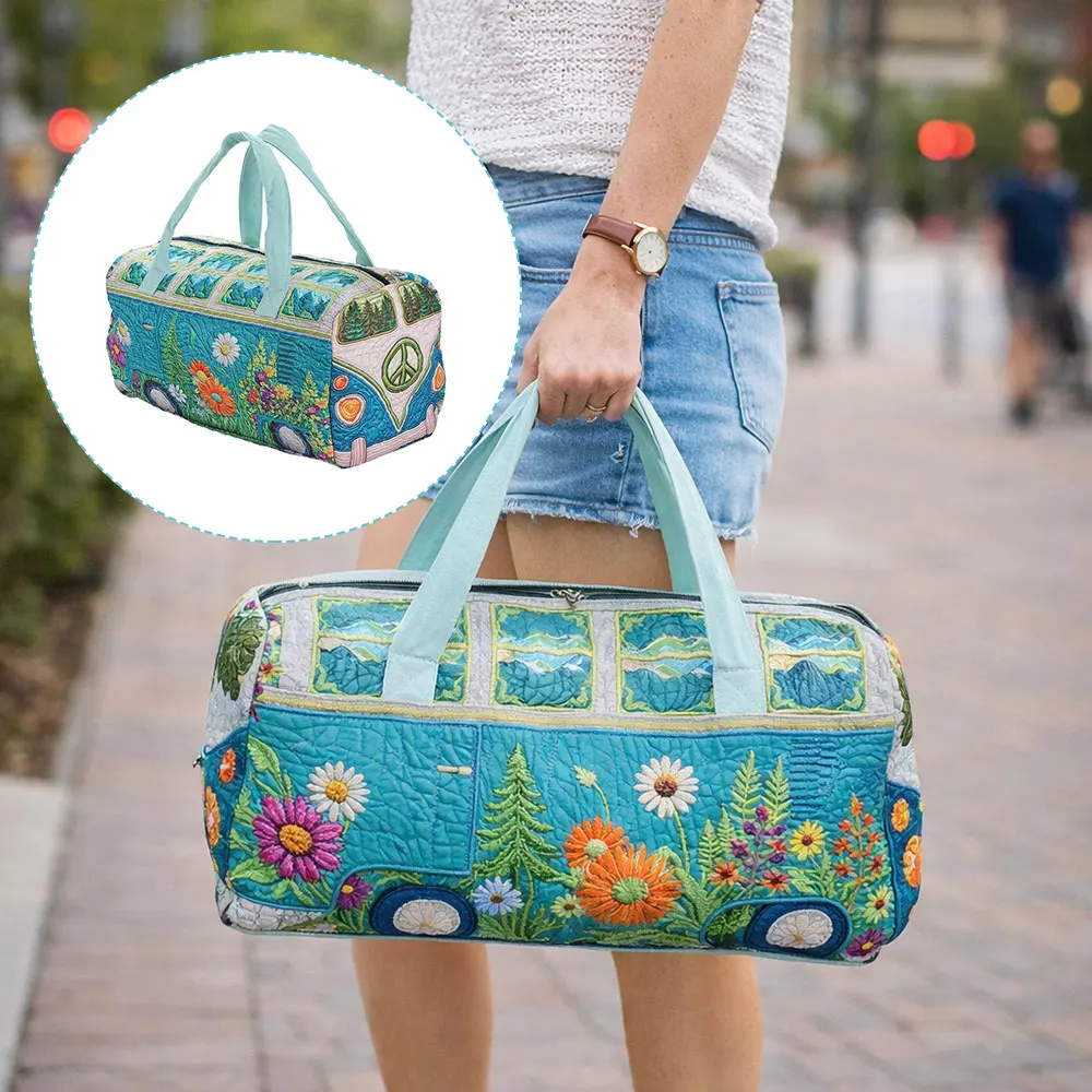

Adjustable Strap Quilted Duffle Bag 3D Quilting Craft Large Capacity Short-distance Handbag Tote Bags Travel Duffel Bag